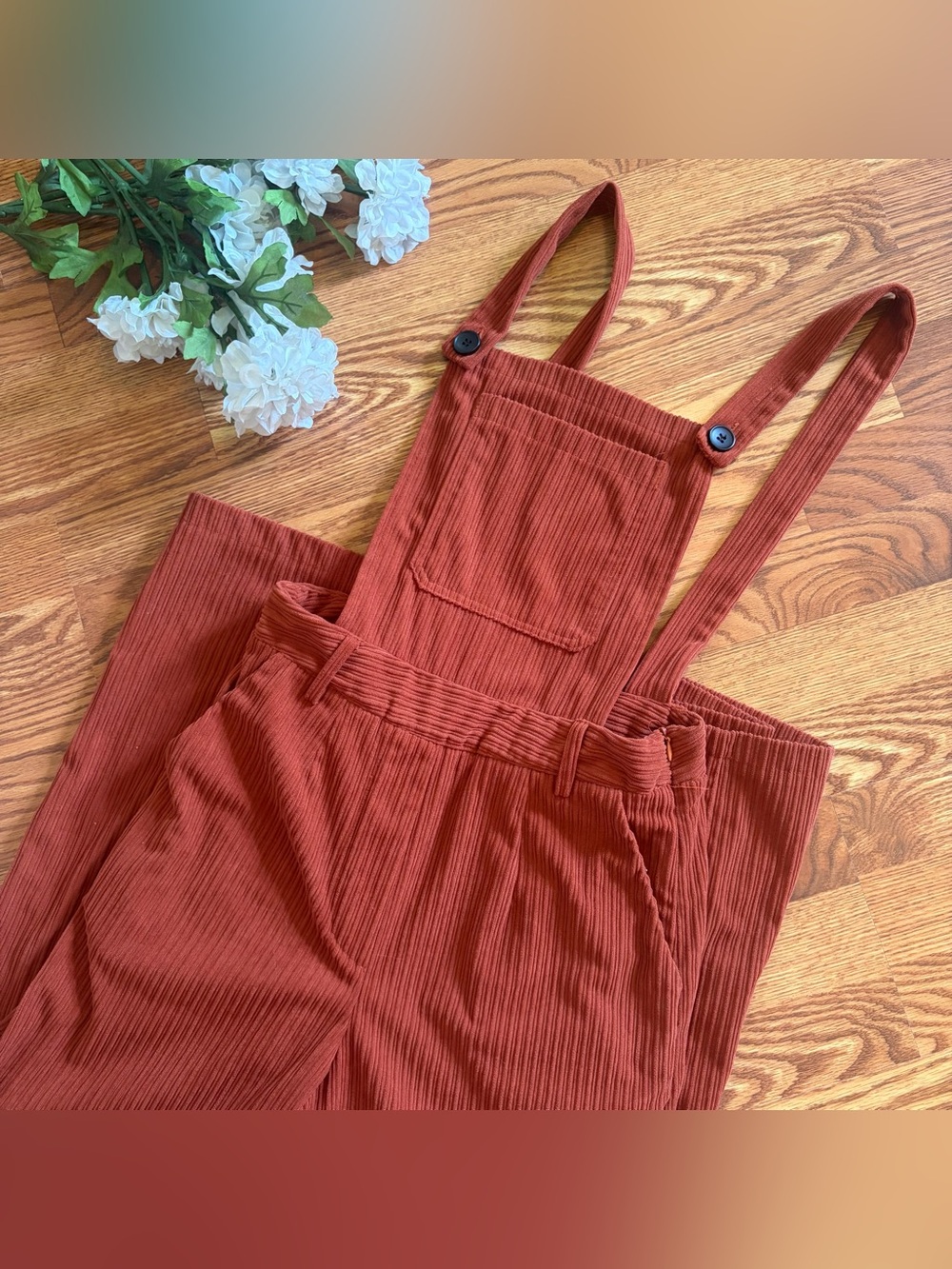 Rust Corduroy Overalls Jumpsuit